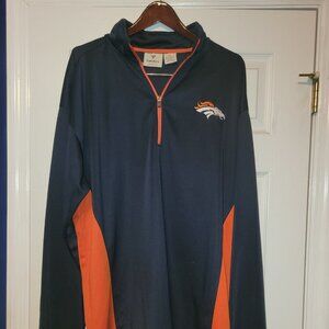 Fanatics Denver Broncos Men's 1/4 Zip Pullover, 3XLT, Navy/Orange
